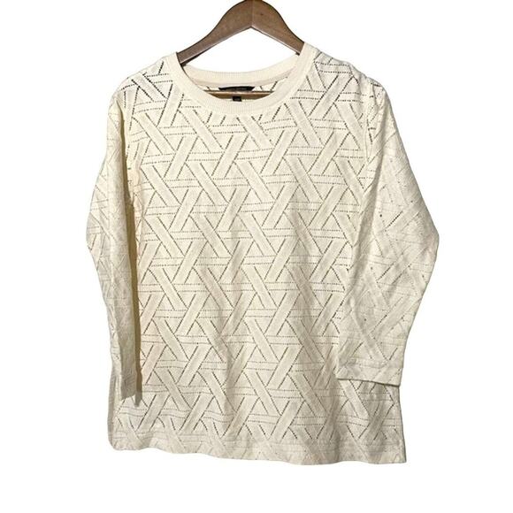 Banana Republic Geo Lace Sweatshirt Cream Size Small - Picture 2 of 13